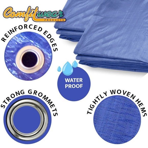 COMFITWEAR 4PC 5 MIL (5x7) Poly Tarp Reinforced Edge Grommet Multi-Purpose Cover - Picture 3 of 7
